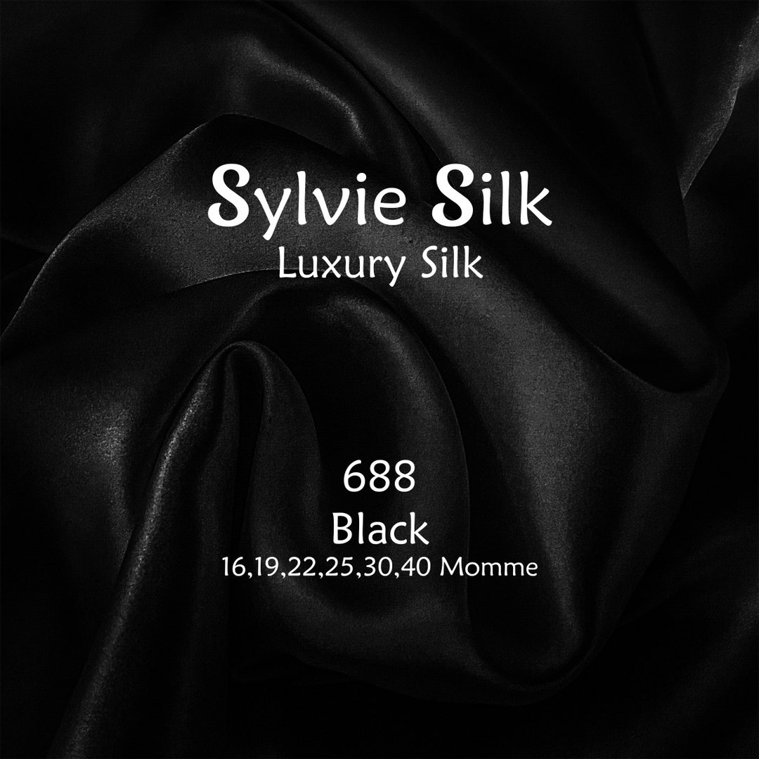 25 & 30 Momme Mulberry Silk Fabric BLACK Width 45 Grade 6A 100 Pure