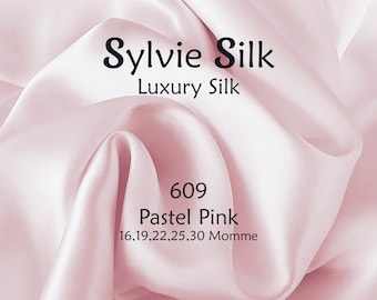 25 & 30 Momme Mulberry Silk Fabric PASTEL PINK Width 45” | Grade 6A 100% Pure Mulberry Silk Charmeuse| Organic| Half Yard or One Yard