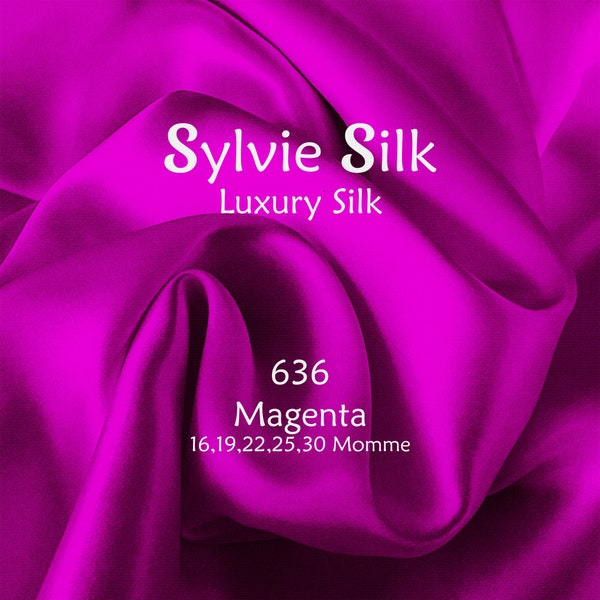 25 & 30 Momme Mulberry Silk Fabric MAGENTA Width 45” | Grade 6A 100% Pure Mulberry Silk Charmeuse| Organic| Half Yard or One Yard