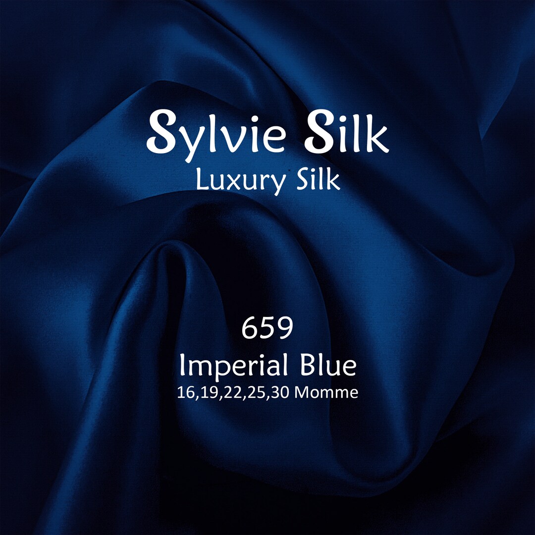16,19 & 22 Momme Mulberry Silk Fabric IMPERIAL BLUE Width 45 Grade 6A