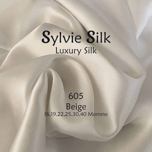 16,19 & 22 Momme Mulberry Silk Fabric BEIGE Width 45” | Grade 6A 100% Pure Mulberry Silk Charmeuse| Organic| Half Yard or One Yard