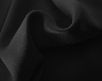 MULBERRY SILK BLACK 16,19,22,25,30,40 Momme 45" Grade 6A 100% Pure Mulberry Silk Charmeuse Fabric| Organic | Half Yard or By the Yard