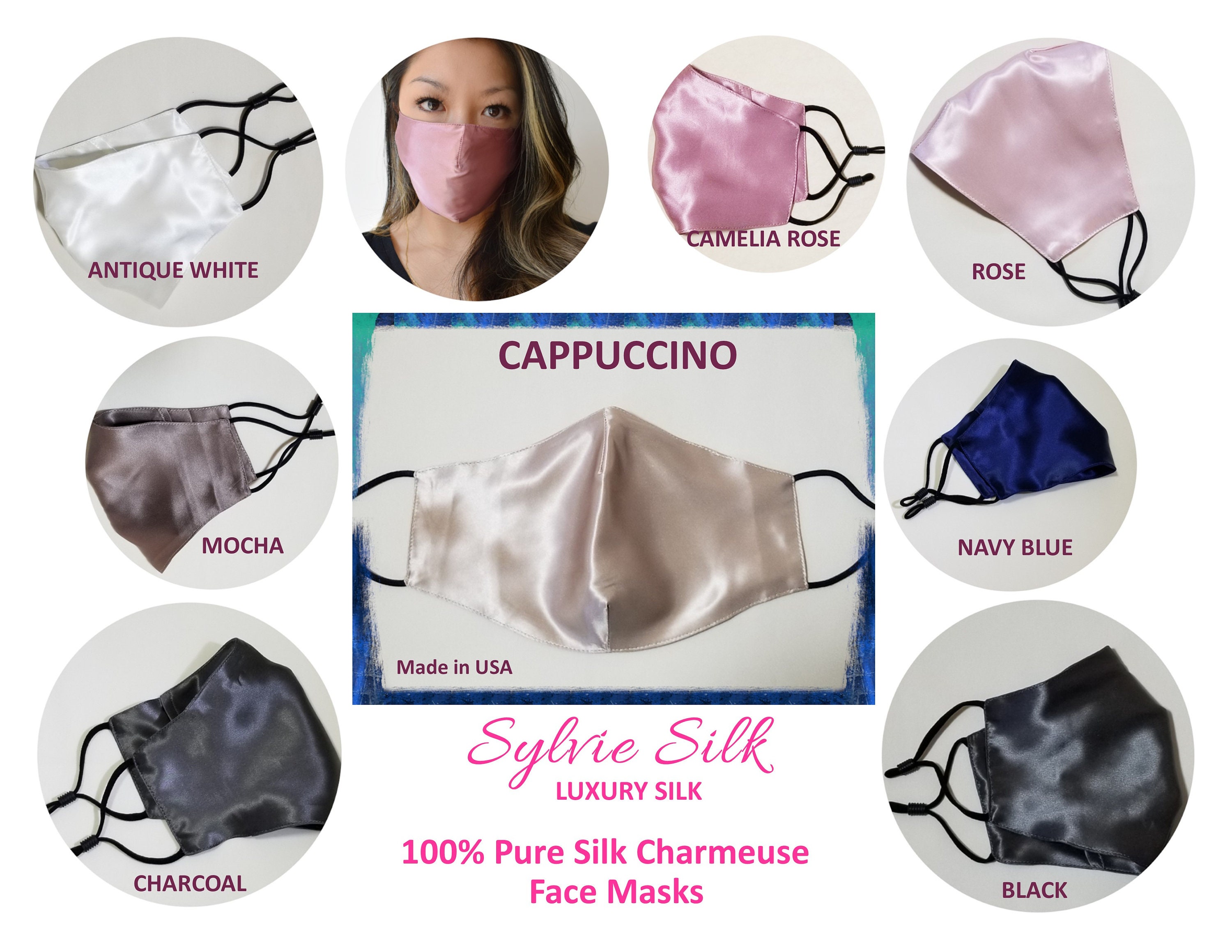 SYLVIESILK Silk Face Mask CAPPUCCINO Mulberry Silk Mask Etsy