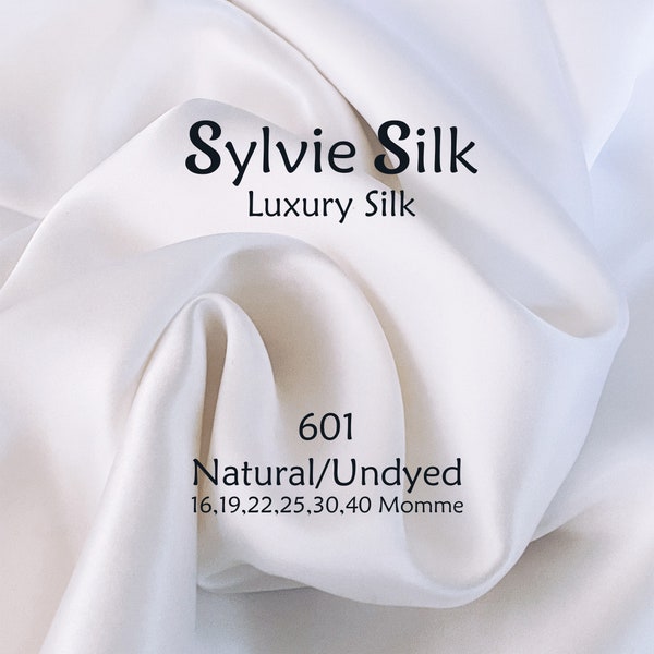 16,19 & 22 Momme Mulberry Silk Fabric NATURAL/UNDYED Width 45” | Grade 6A 100% Pure Mulberry Silk Charmeuse| Organic| Half Yard or One Yard