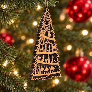 Christmas Tree Ornament, Olive Wood Christmas Ornaments, Tree Christmas ornament Made in the Holy Land