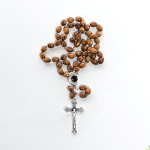 Olive Wood Catholic Rosary with Soil from Bethlehem The Holy Land | Wooden Holy Rosary 20 Inches Long