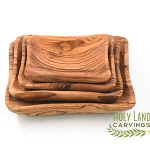 Olive Wood Plate, Wooden Plate Appetizers, Hand Carved Olive Wood Plates Made in the Holy Land,  Square Plate