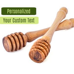 Personalized Custom Honey Dipper Sticks | Olive Wood Honey Sticks | Wooden Honey Dippers | Shower or Wedding Favors