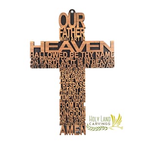 The lords prayer cross, Our Father Wall Cross, The Lords Prayer Wall art Made in the Holy Land, Holy wooden Cross, Religious Home Décor