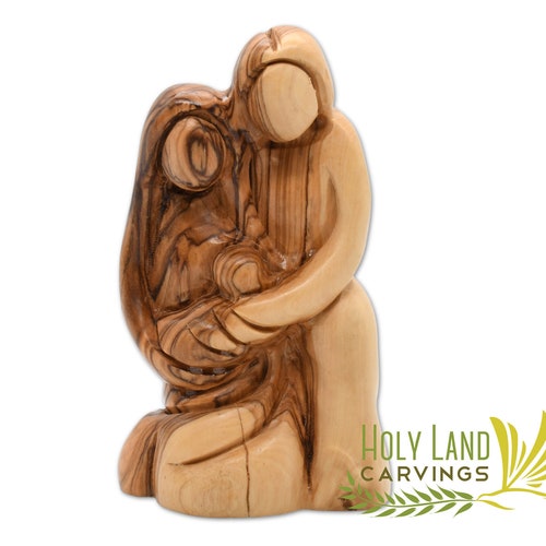 Olive Wood Holy Family Figurine Statue of Holy Family Joseph Etsy