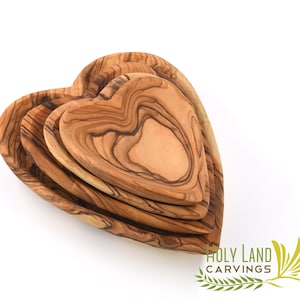 Heart Shape Olive Wood Plate, Wooden Plate Appetizers, Hand Carved Olive Wood Plates Made in the Holy Land, Heart Plate