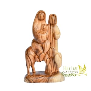 Flight to Egypt Statue - Olive Wood Handcrafted Faceless Statue made In the Holy Land