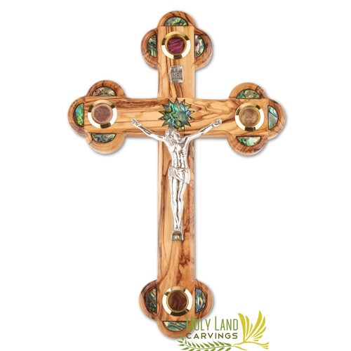 7 Inch Mother of Pearl & Olive Wood Wall Crucifix Cross 4 Etsy