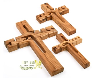 Jesus Name Cross | Holy Cross for Wall | Olive Wood Cross | Wall Hanging Cross for Kids Room or Gift for any Special Occasion