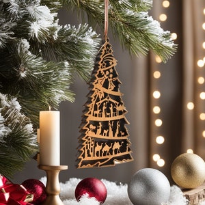 Christmas Tree Ornament, Olive Wood Christmas Ornaments, Tree Christmas ornament Made in the Holy Land