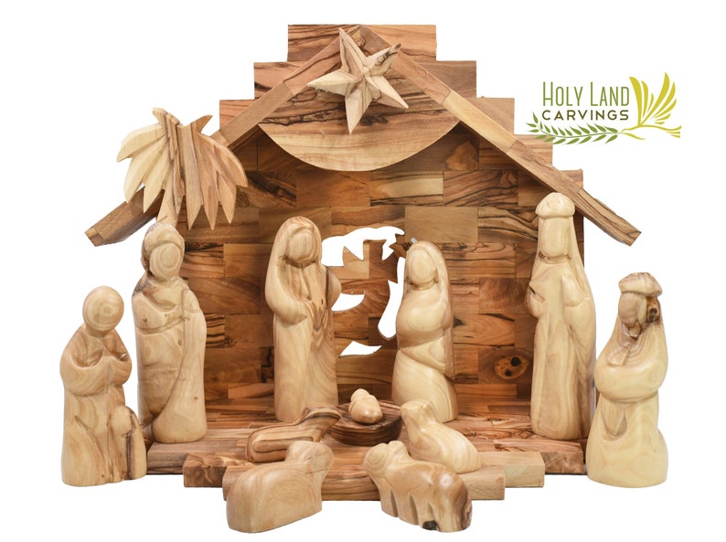 Large Nativity Set Wooden Nativity Set for Christmas Manger Etsy