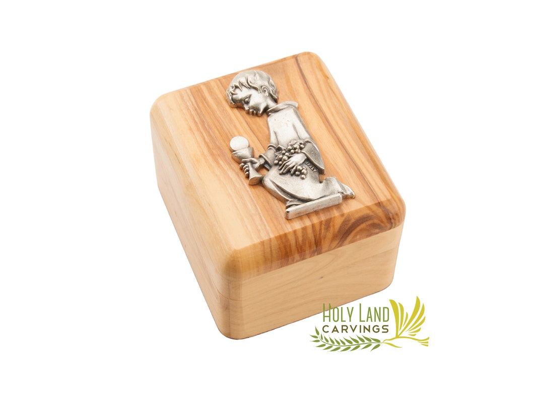 Olive Wood Rosary Box - Perfect Gift for First Communion, Confirmation ...