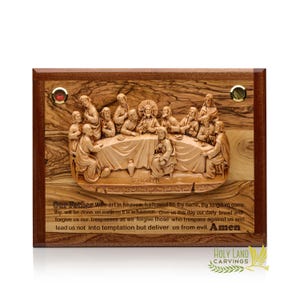 Last Supper Wall Hanging Plaque Made of Olive Wood and Ceramic in the Holy Land | Last Supper Wall Art | Home Blessing Gift