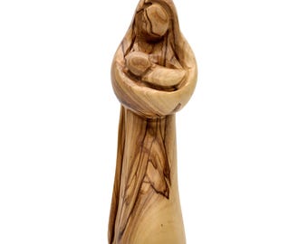 Mary Statue Holding Baby Jesus | Nativity Scene Statue | Olive Wood Statue of the Blessed Mother