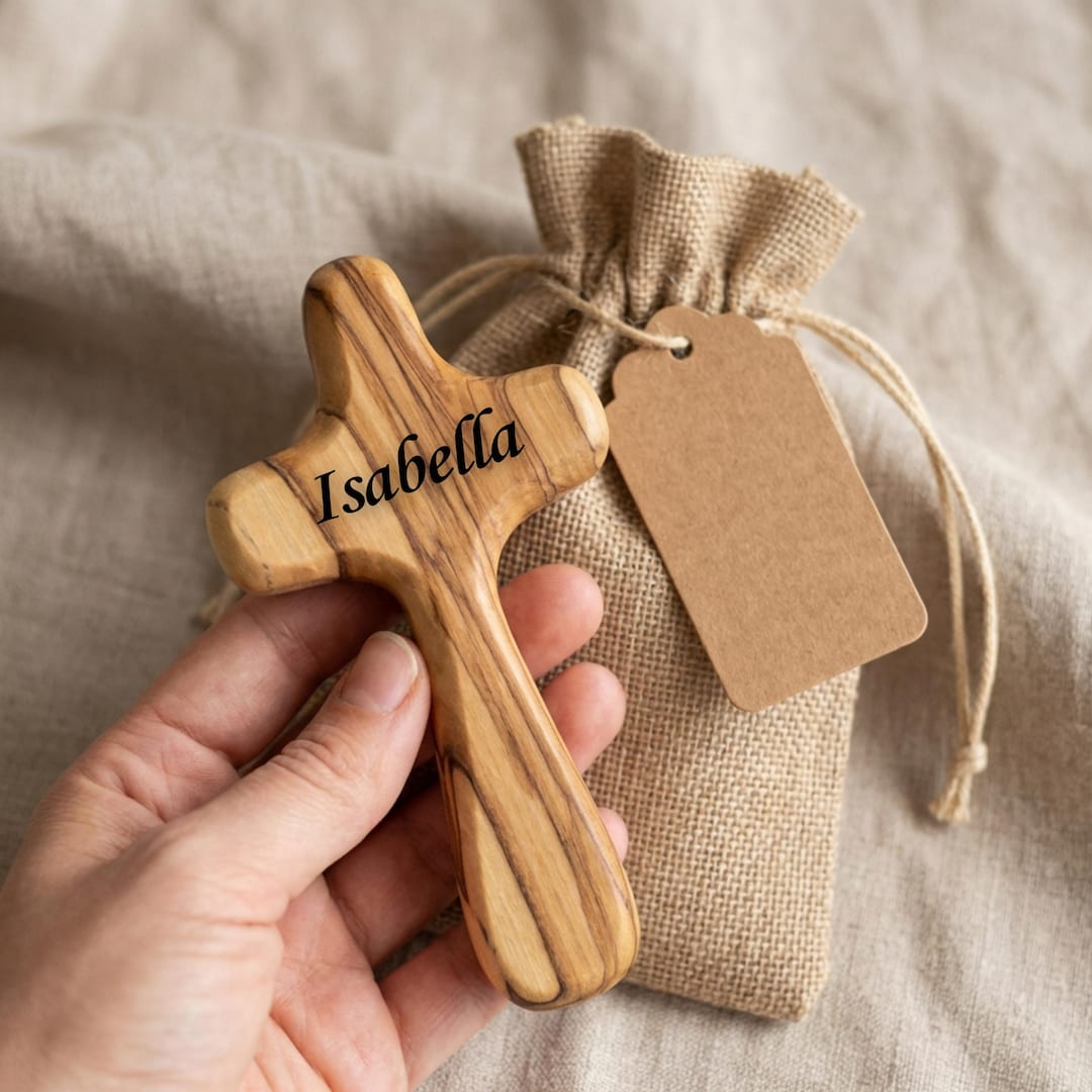 Personalized Olive Wood Comfort Cross, 4