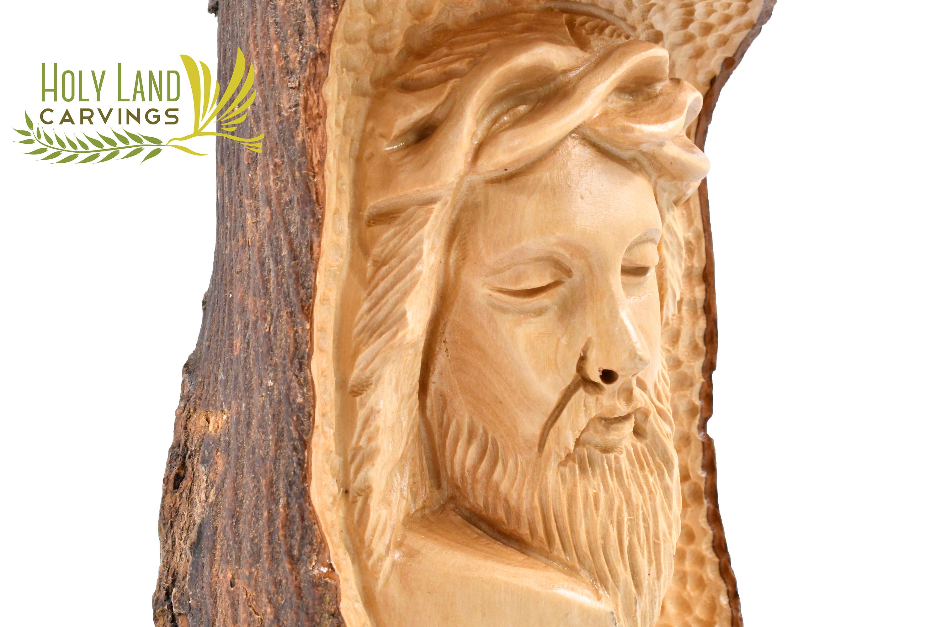 Jesus Head Carved in Olive Wood Branch Jesus Statue for Home Etsy
