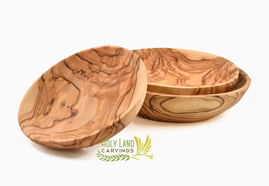 Olive Wood Plate, Round Wooden Plate Appetizers, Hand Carved Olive Wood