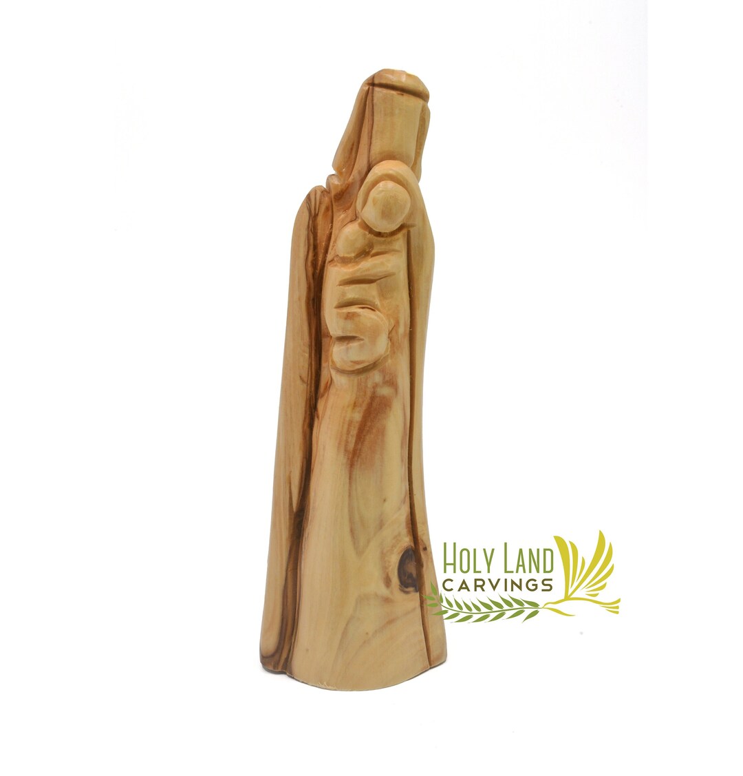 Olive Wood Carved Holy Family Statue, Statue of Saint Joseph Virgin