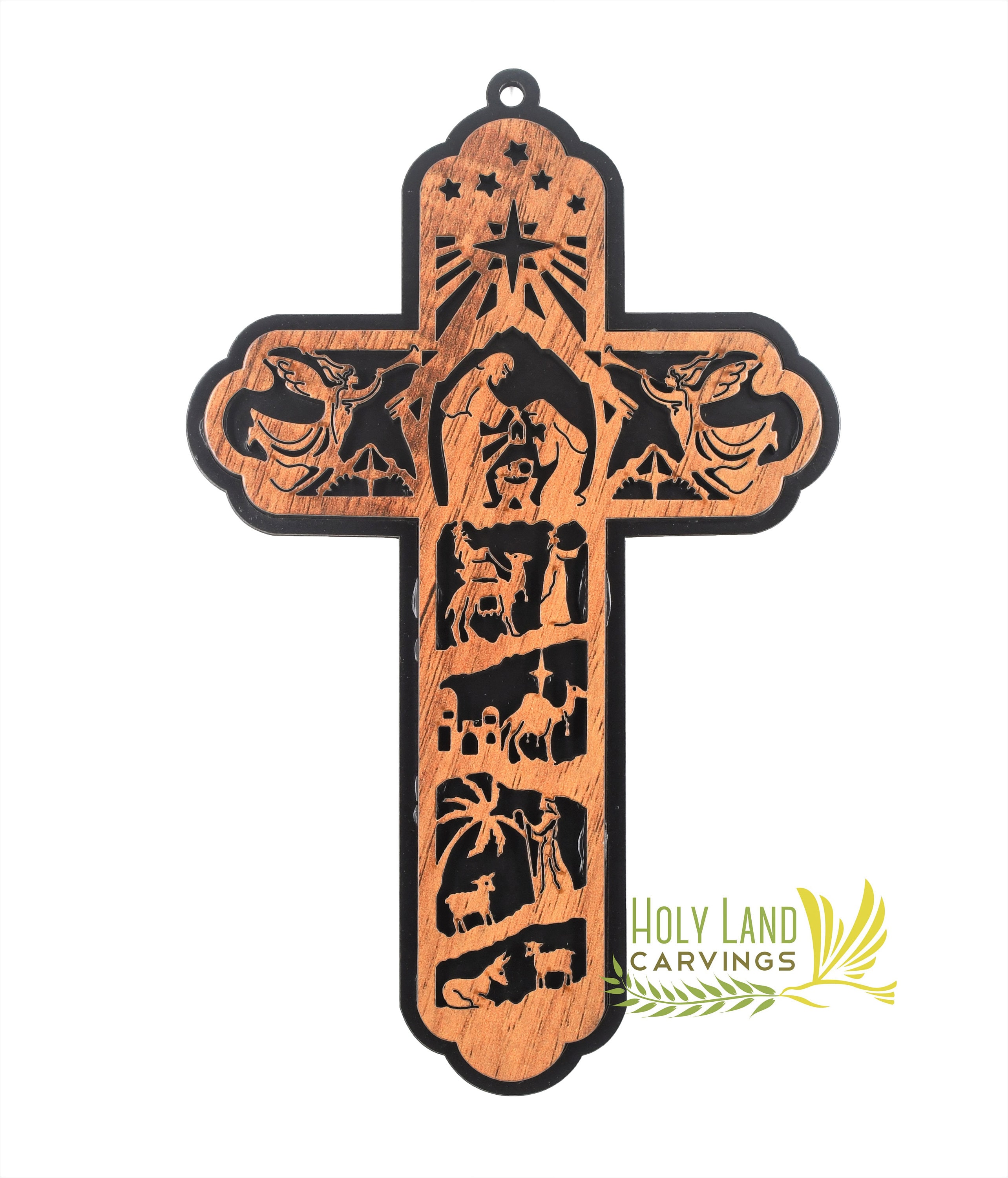 Nativity Cross for Wall Wooden Cross Made in the Holy Land Etsy