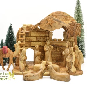 Large Wooden Nativity Set for Christmas | Nativity set Handmade | Manger Scene Christmas Decorations | Christmas Gift
