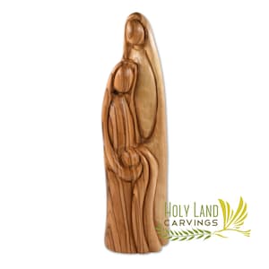 Olive Wood Holy Family Statue Made in the Holy Land - Holy Family Figurine Home Décor - Mother Mary, Baby Jesus and Joseph Statue