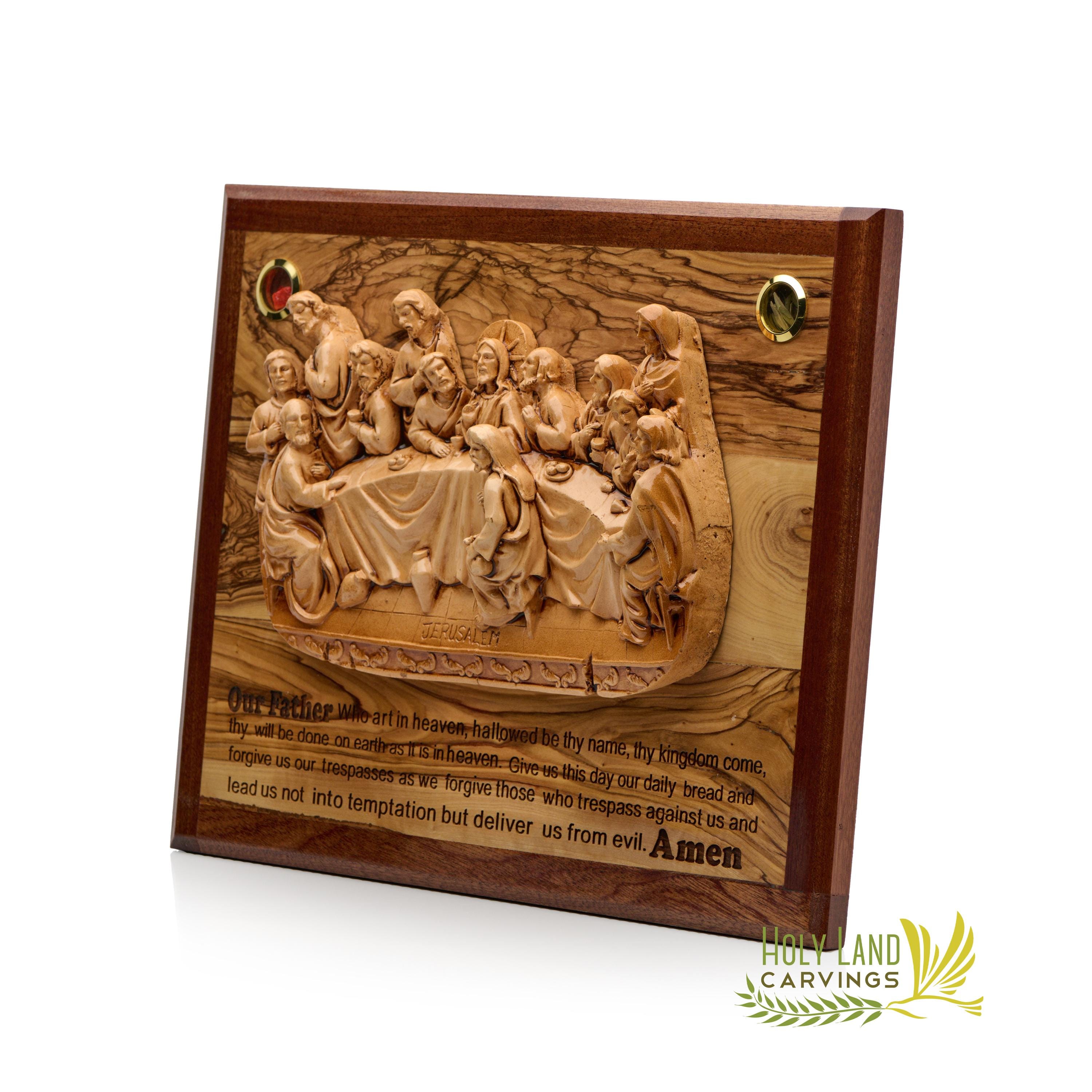 Last Supper Wall Hanging Plaque Made of Olive Wood and Ceramic in the ...