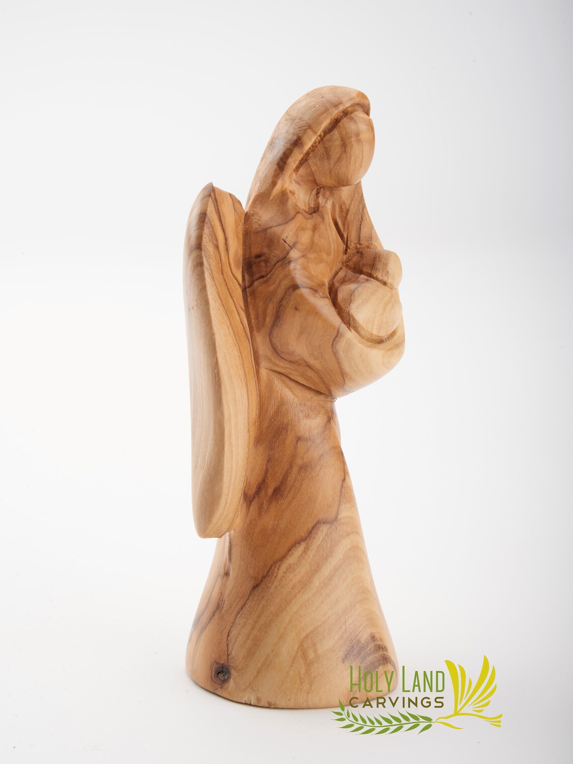Hand Carved Angel Holding Baby Statue  Made of Quality Olive image 1