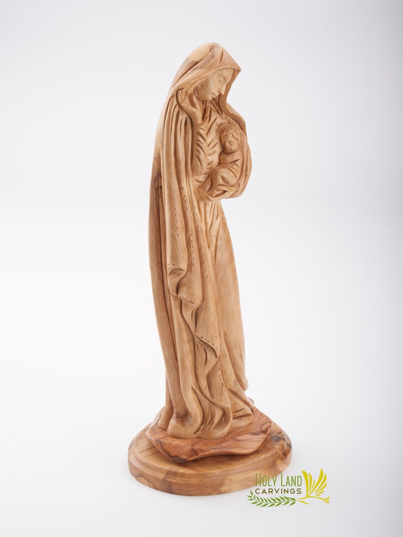 Virgin Mary with Baby Jesus Olive Wood Masterpiece Made in image 4