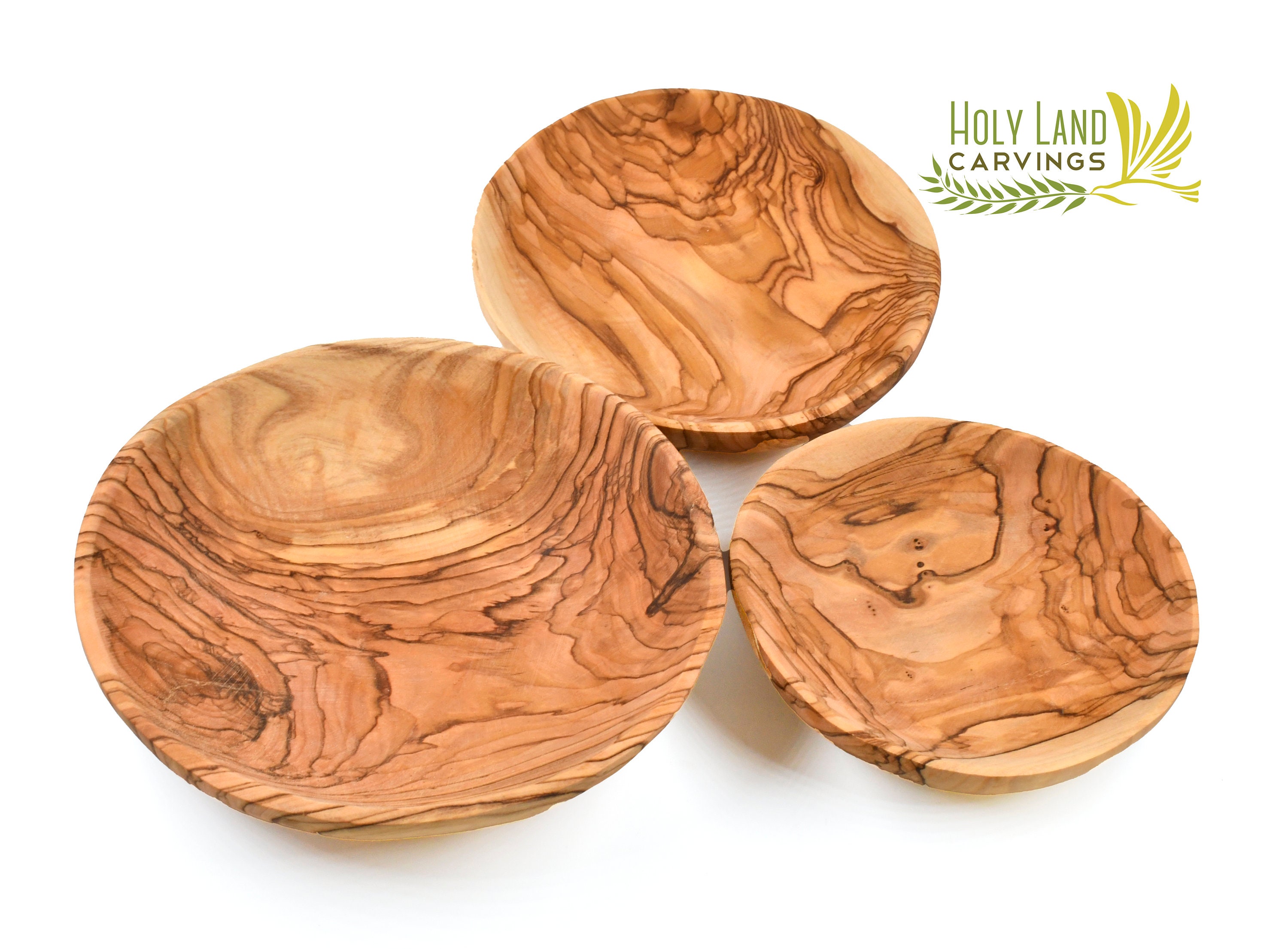 Olive Wood Plate Round Wooden Plate Appetizers Hand Carved Etsy