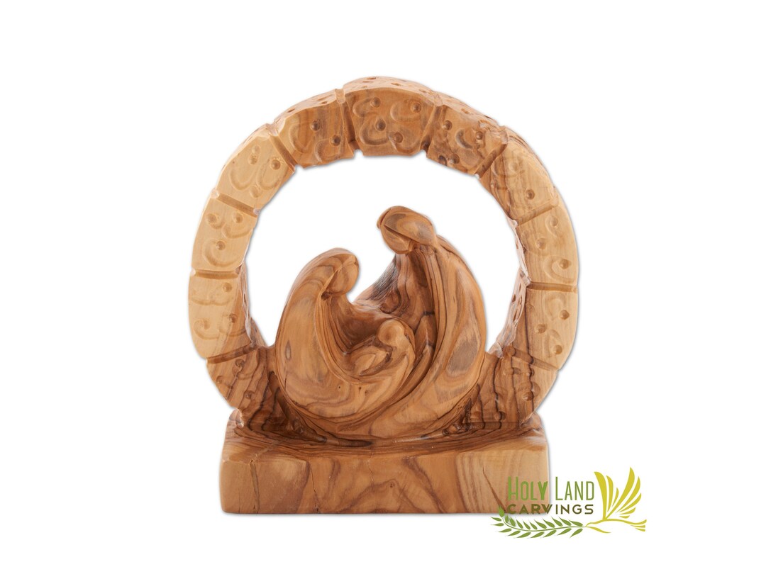 Olive Wood Holy Family Statue Holy Family Figurine Manger Etsy