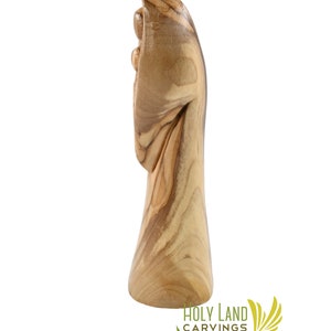 Mary Holding Baby Jesus Olive Wood Statue Heart Shape Made in image 2