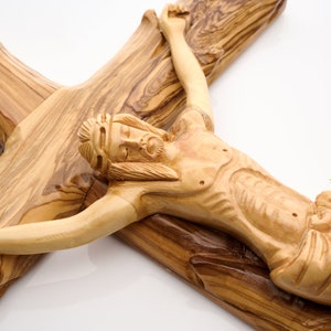 20 Inch Wall Crucifix Cross Made of Olive Wood, Large Crucifix for Wall Decor, Wooden Crucifix Religious Home Decor