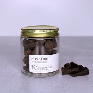 Rose Oud Scented Incense Cones 40 Count 1 Inch Cones image 1