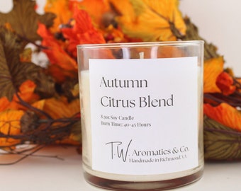 Autumn Citrus Blend, Fall Container Candle, 8.5oz Soy Candle