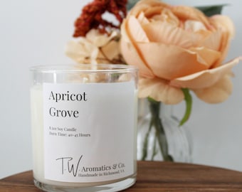 Apricot Grove Candle | Spring Scent | Hand Poured Soy Candle | 8.5oz Clear Glass Tumbler