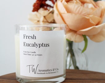 Fresh Eucalyptus Candle | Spring Scent | Hand Poured 8.5oz Soy Container Candle