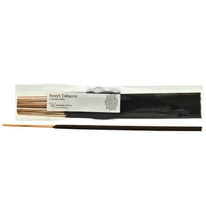 May include: A package of Sweet Tobacco incense sticks. The sticks are dark brown with a gold tip. The packaging is clear plastic with a white label that reads "Sweet Tobacco" and "TW Aromatics & Co."
