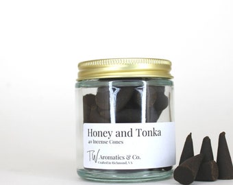 Honey and Tonka Scented Incense Cones - 40 Count - 1 Inch Cones