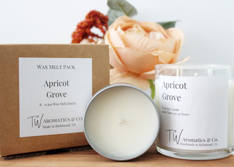 Apricot Grove Candle Spring Scent Hand Poured Soy Candle 8.5oz Clear Glass Tumbler image 3