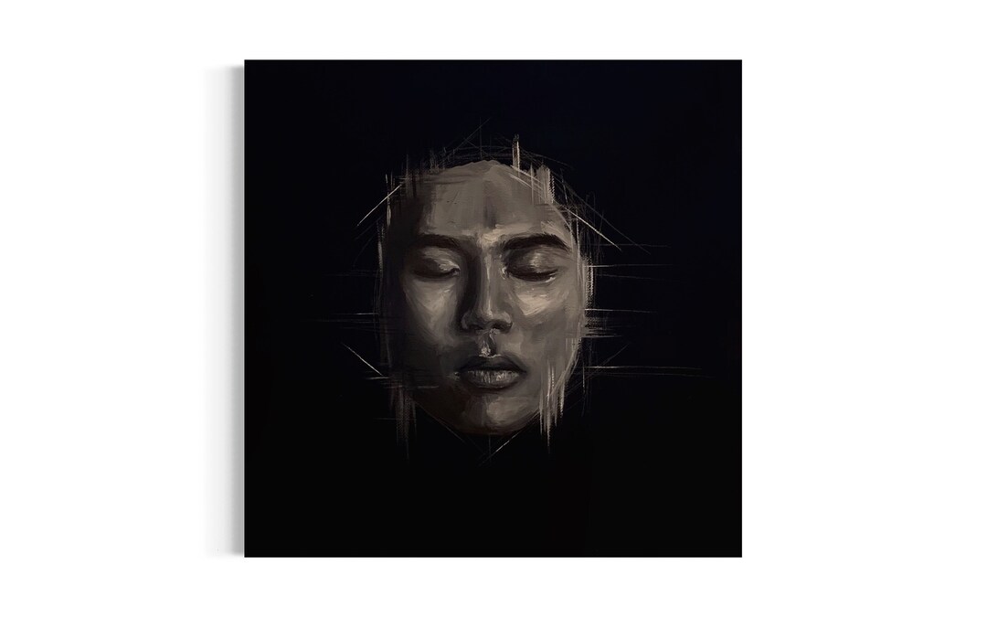 Original Black and White Oil Painting Portrait Vantablack Etsy UK