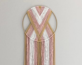 Pink, Yellow, and White, Hoop Wall Hanging