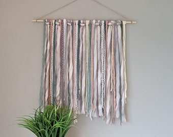 Muted Pastel Bohemian Wool Wall Hanging