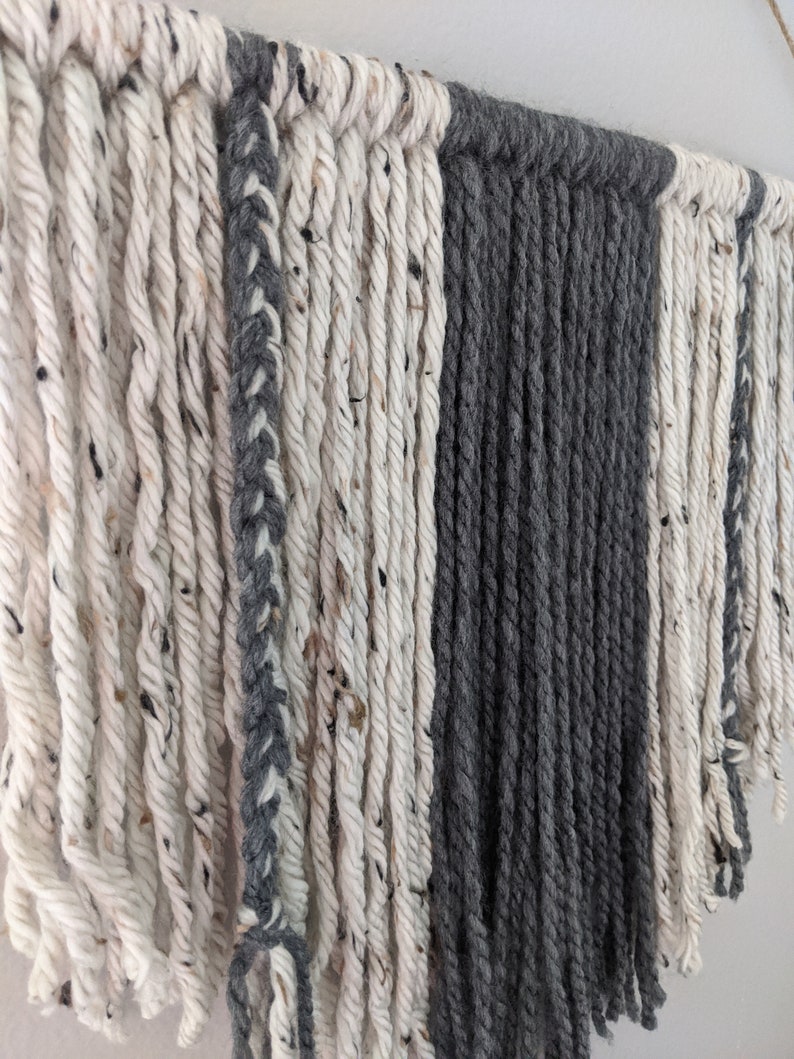 Grey and White Yarn Wall Hanging - Etsy