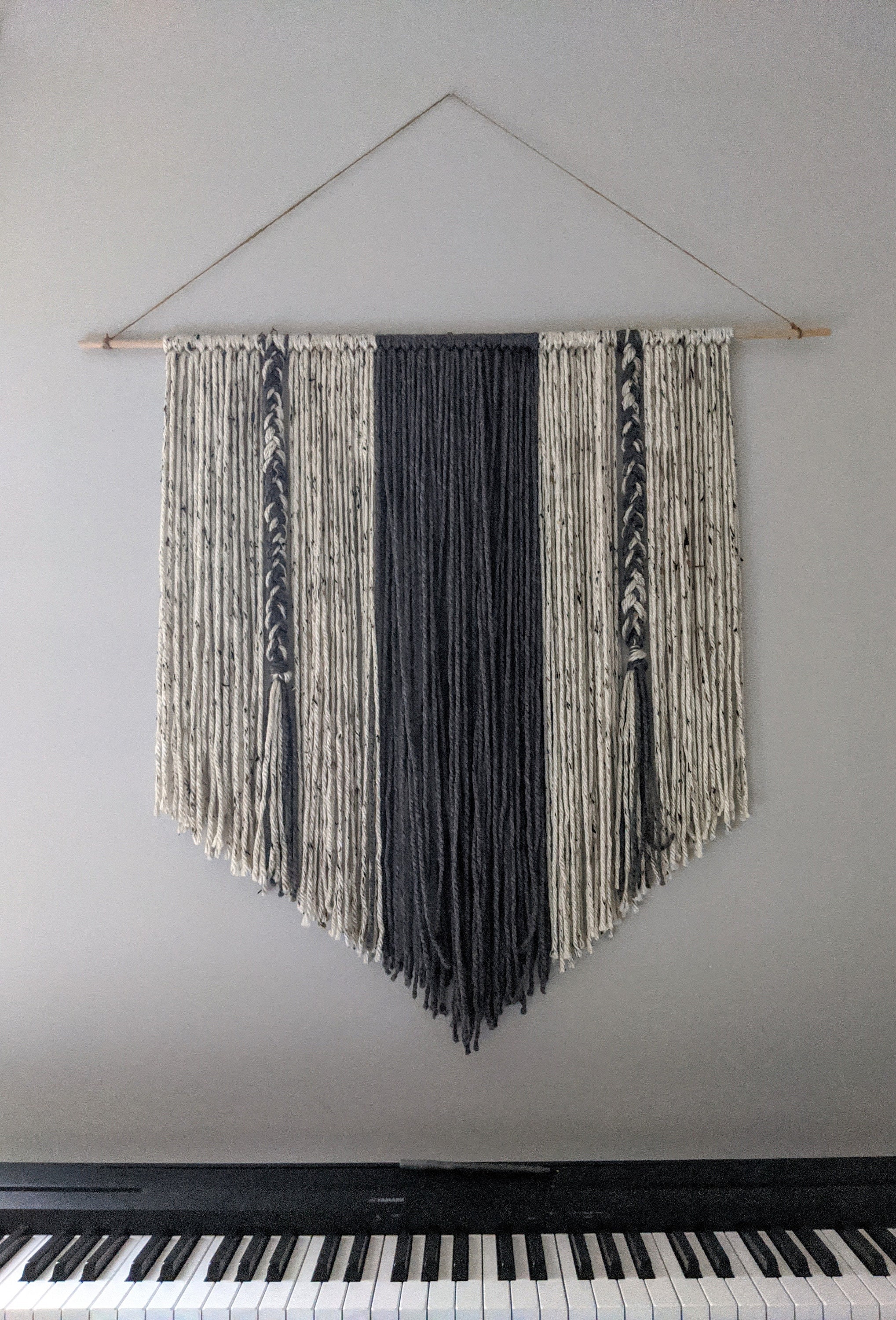 Grey and White Yarn Wall Hanging | Etsy