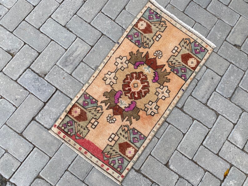 Small Oushak Rug Outdoor Rug Turkish Doormat Rug Unique Turkish Rug 1.6x3.1 ft Entryway Decor Boho Rug Bathroom Mat Small Vintage Rug